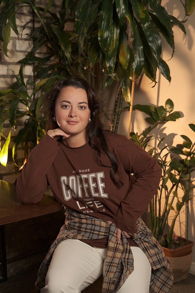 Лонгслив из эластичного хлопка Espresso Коричневый/Life _16464