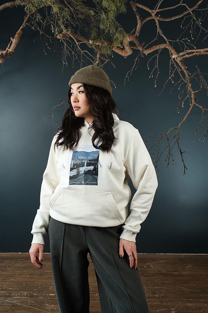 Худи из футера унисекс Altai Экрю/Дорога_18763
