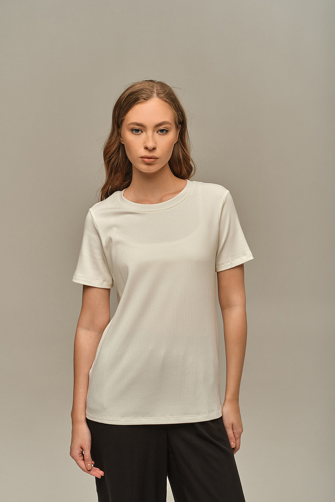 Футболка трикотажная в рубчик Flat Молочный_15945