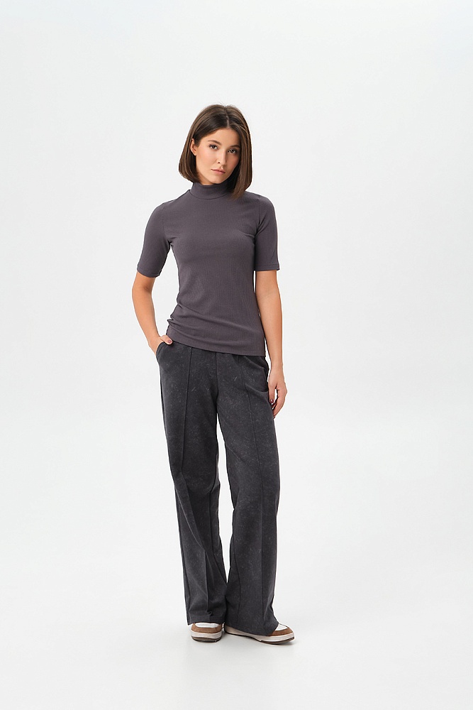 Футболка трикотажная в рубчик Flat Графит_16878