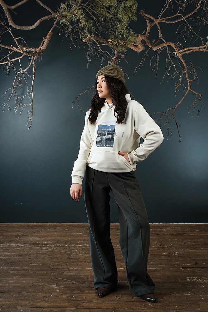 Худи из футера унисекс Altai Экрю/Дорога_18768