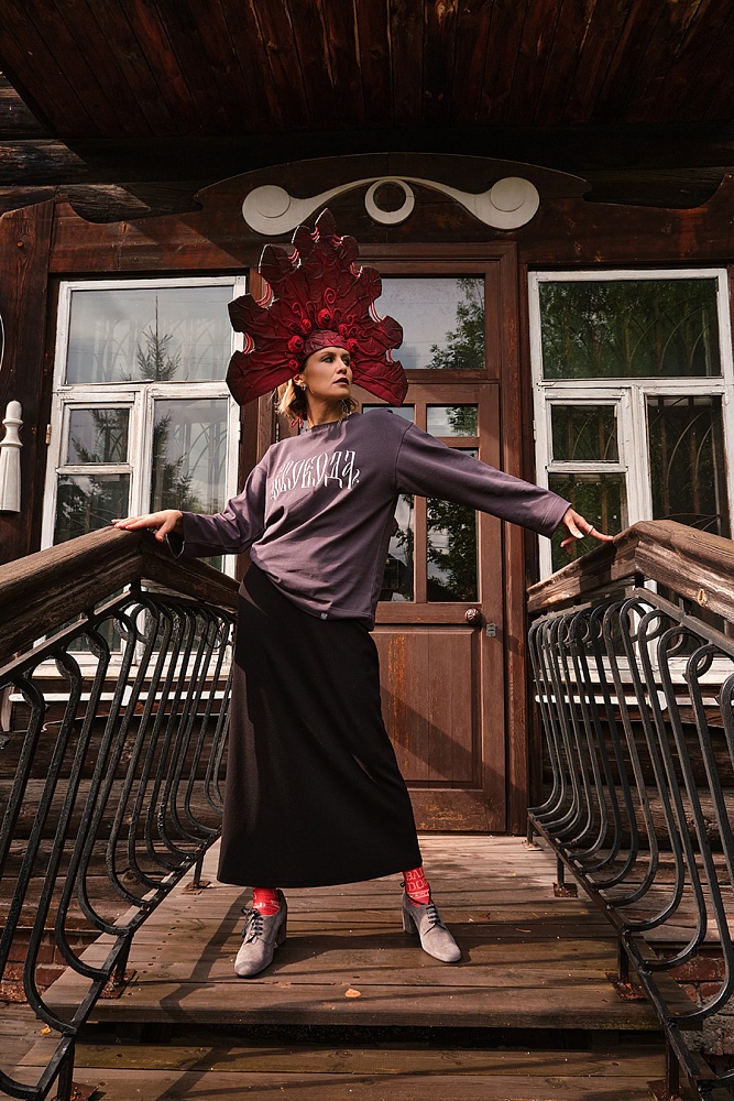 Лонгслив из хлопка Cotton Shik Графит_17579