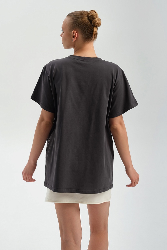 Футболка оверсайз с принтом Altai woman Графит/Автобус_16757