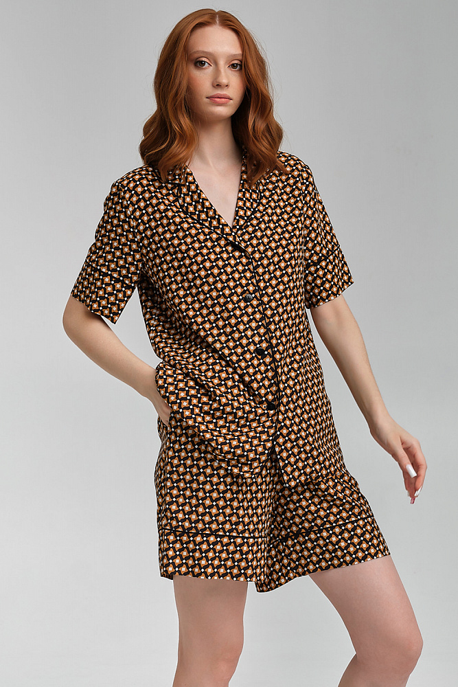 Шорты из струящегося штапеля Pretty Геометрия_9063