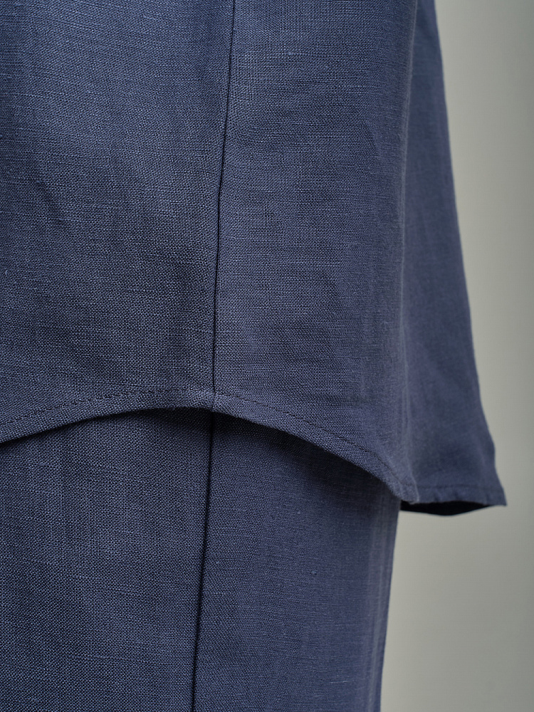 Рубашка оверсайз изо льна с длинным рукавом Sonet Дымчато-синий_9811