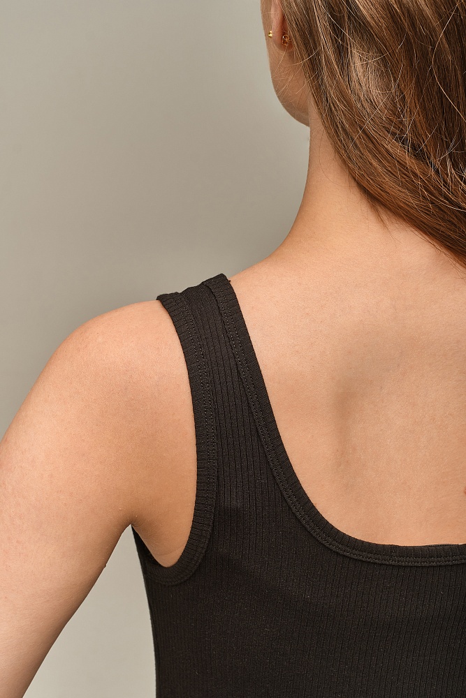 Майка трикотажная в рубчик Flat Черный_16662