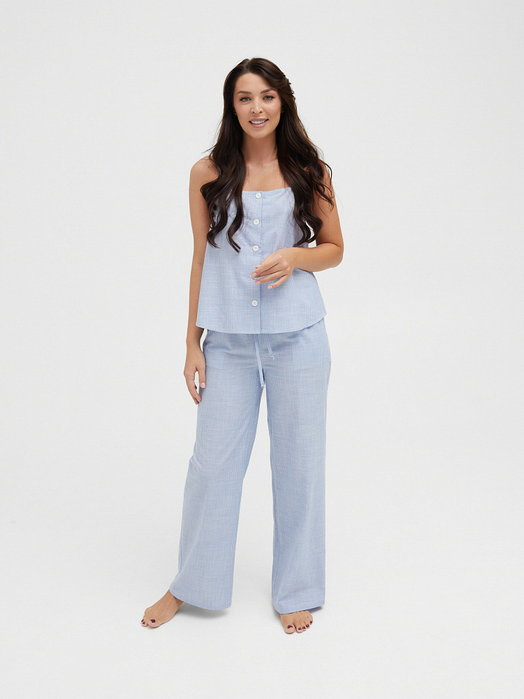 Топ из хлопка Vels Полоска на голубом_11641