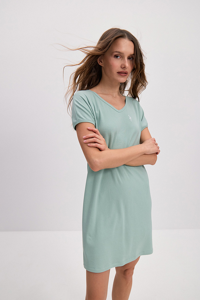 Платье в рубчик Basic Шалфей_14604