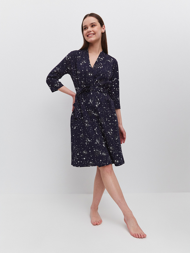 Халат из хлопка с поясом Cozy time Созвездия_11179