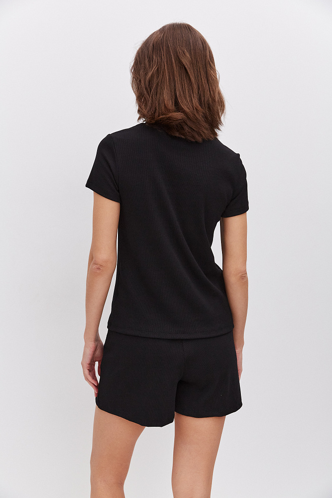 Пижама трикотажная из рубчика, комплект Basic Черный_10971
