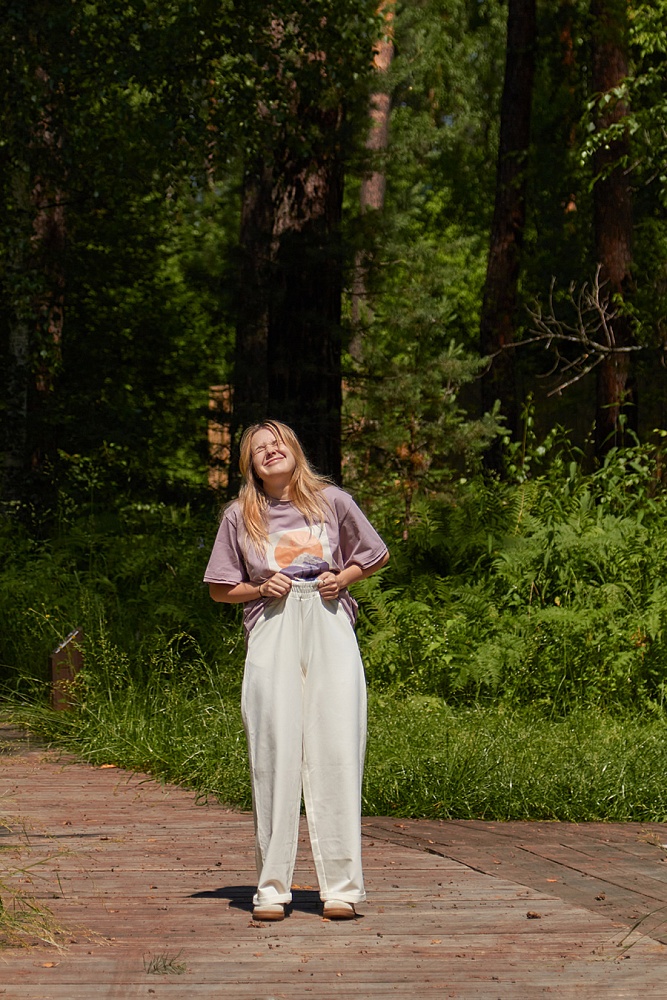 Футболка оверсайз удлиненная Park Пудра/Часть природы_16543