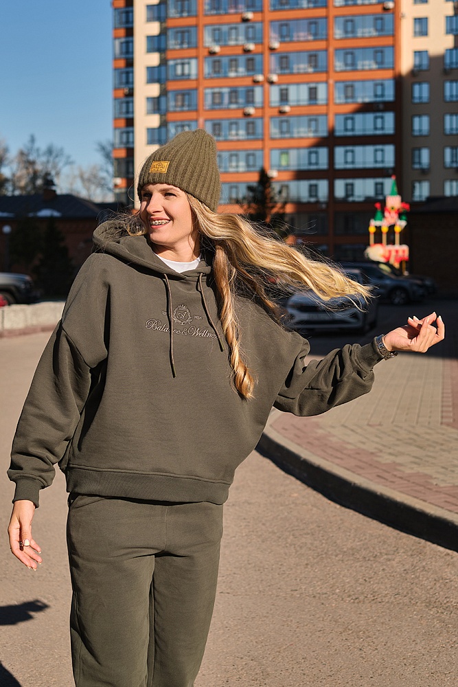 Худи из футера с начесом Lori Зеленая хвоя_17744