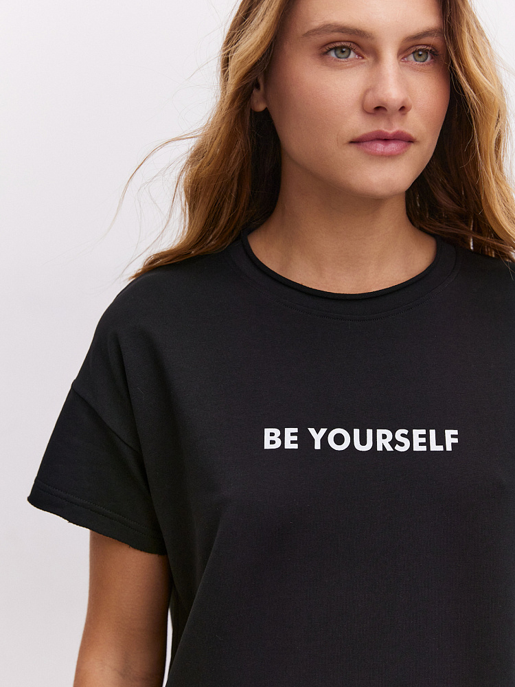 Платье длинное из футера Urban chic Черный_10714