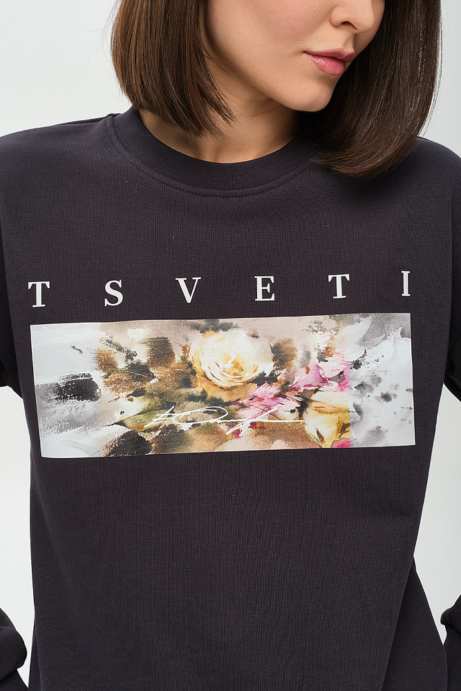 Свитшот из футера Art place Графит/Роза_14485