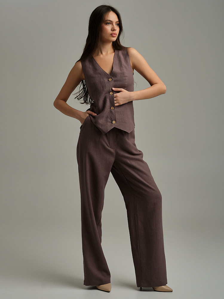 Жилет изо льна Sonet Шоколадный_9870