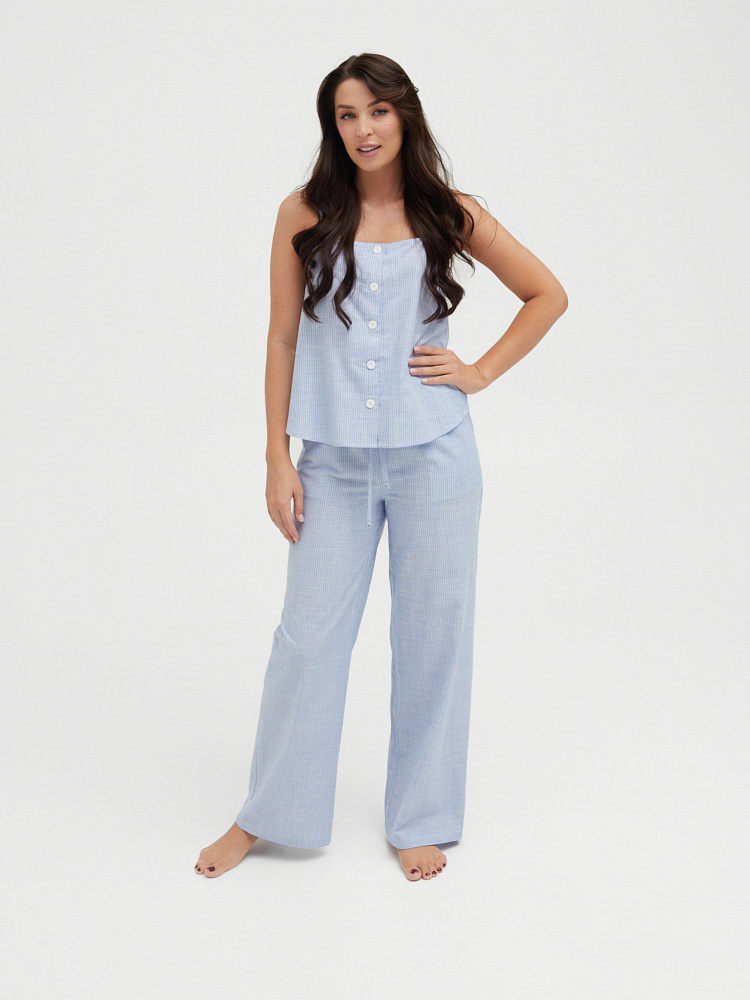 Топ из хлопка Vels Полоска на голубом_11637