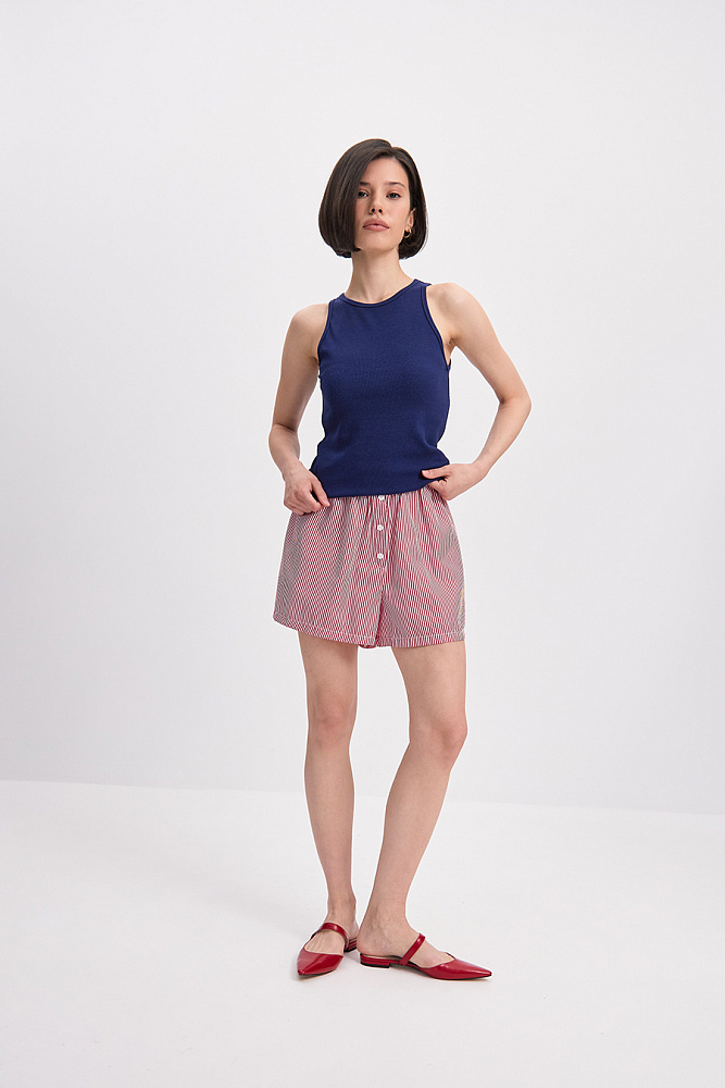 Майка Американка трикотажная в рубчик Basic Черничный_15698