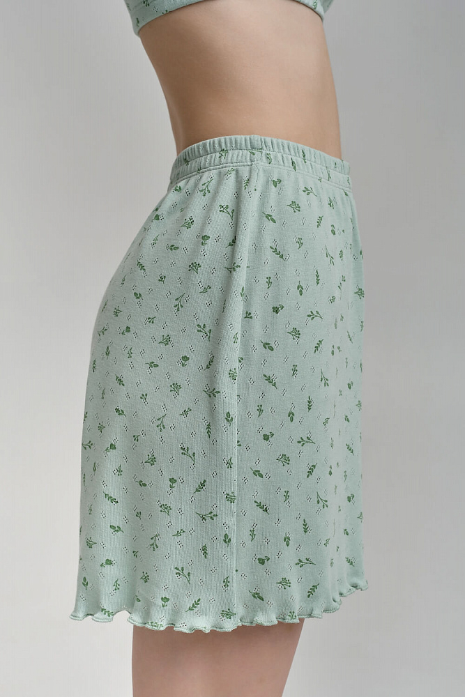 Шорты из хлопка Alisa Веточки на зеленом_8946