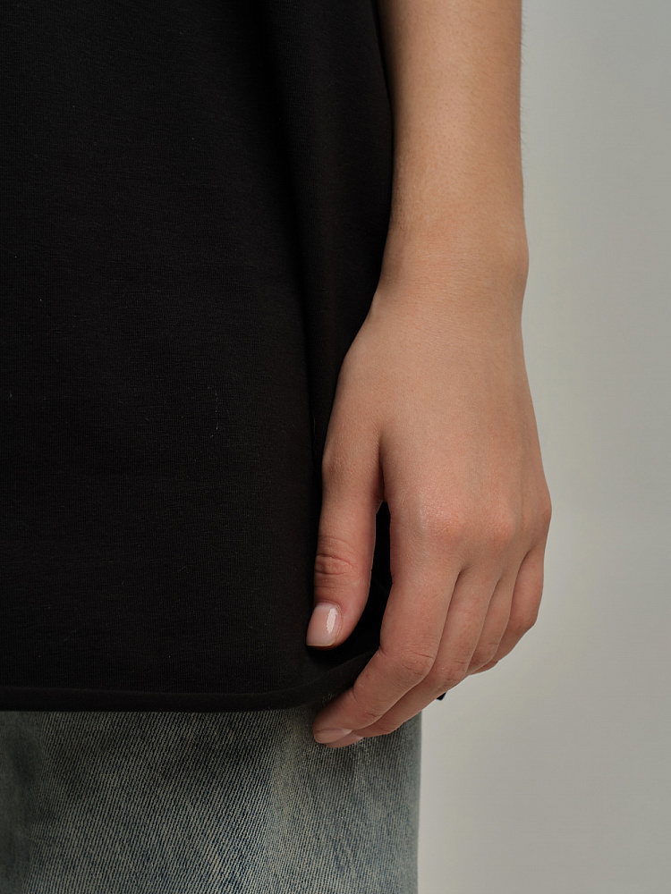 Футболка из эластичного хлопка May Черный_11076