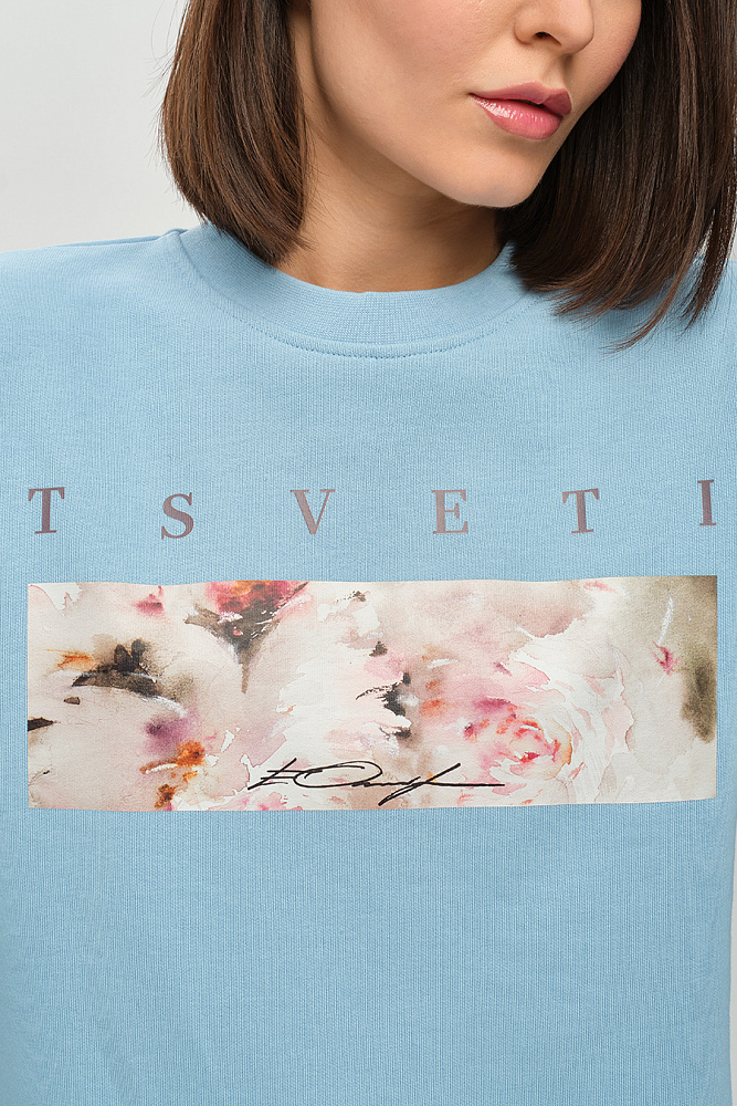 Свитшот из футера Art place Голубой/Пион_14372