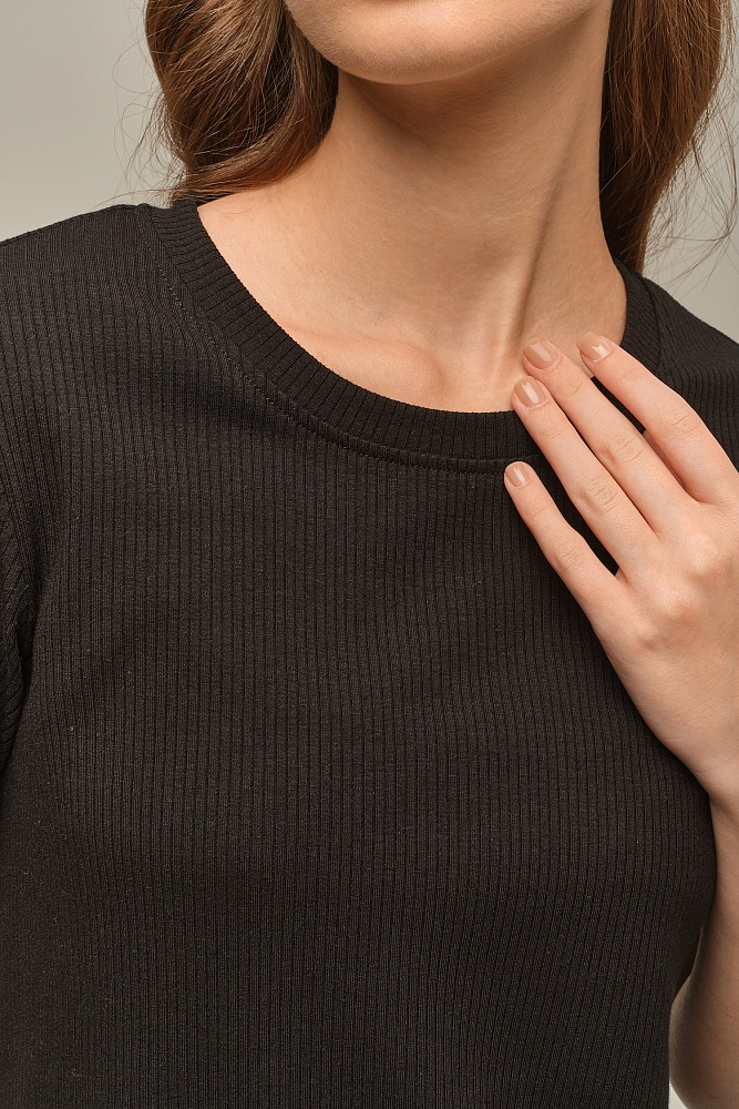 Футболка трикотажная в рубчик Flat Черный_16024