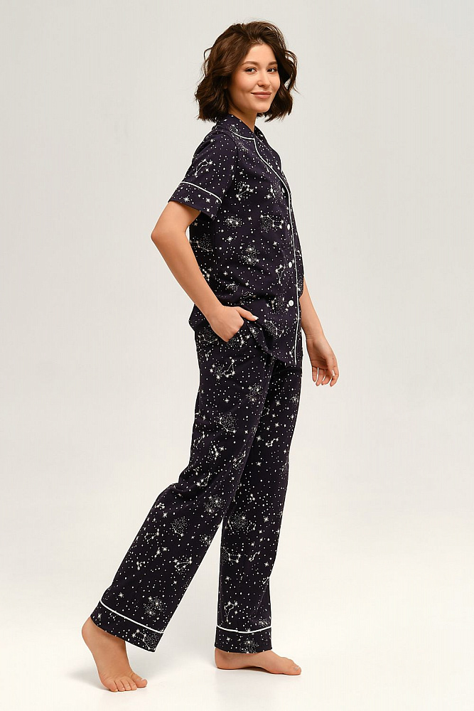 Рубашка с коротким рукавом из хлопка Slow beauty Созвездия_12569