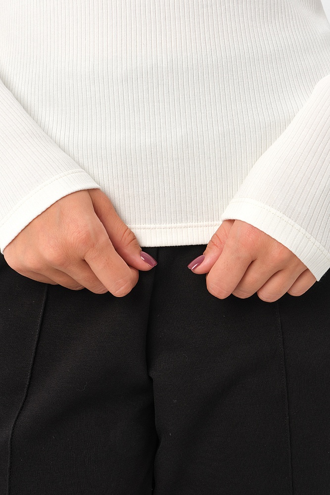 Лонгслив трикотажный в рубчик Flat Молочный_16908