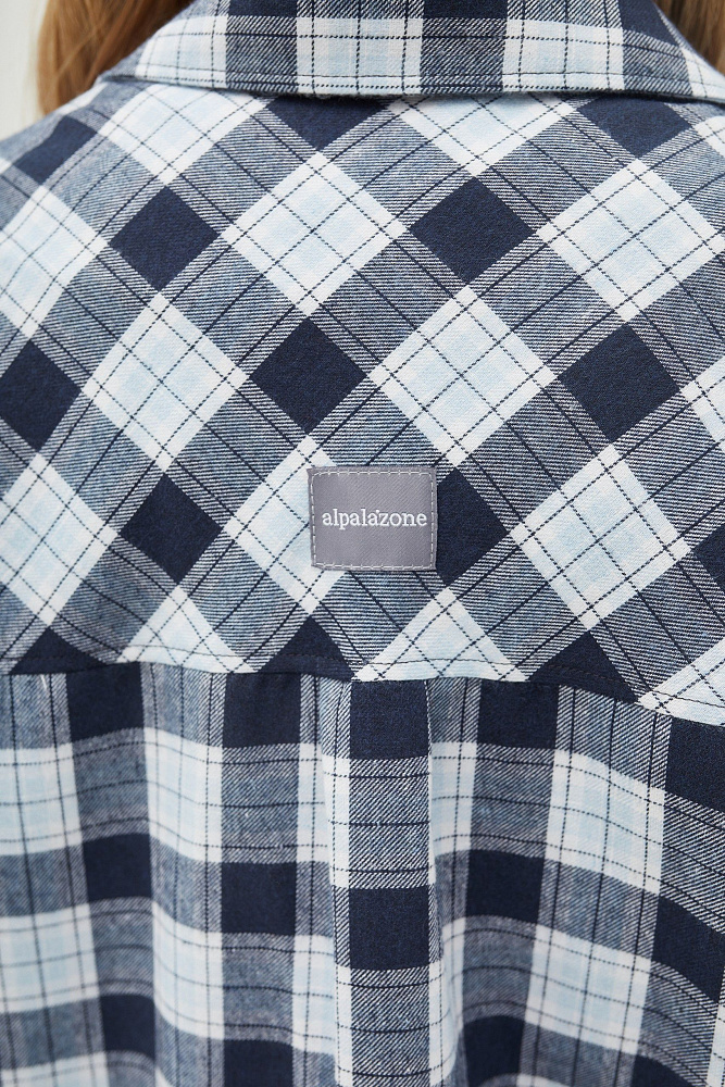 Рубашка с длинным рукавом из хлопка City Синяя клетка_11431