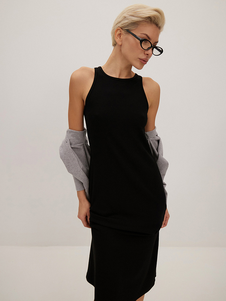 Платье в рубчик Basic Черный_14278