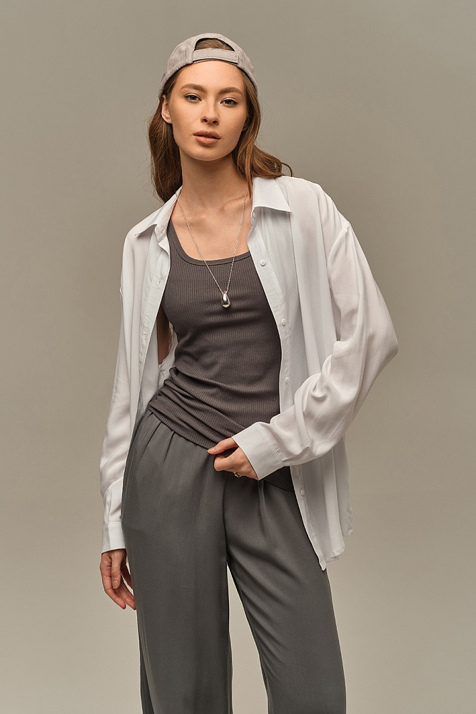 Майка трикотажная в рубчик Flat Графит_18969