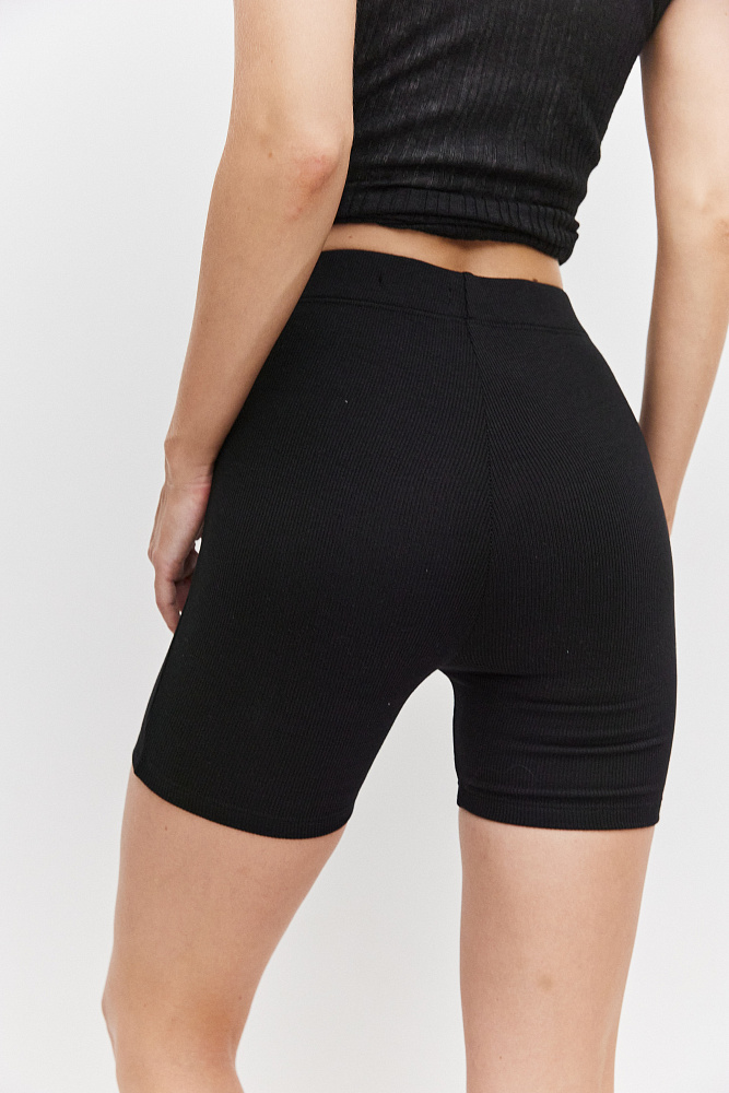 Велосипедки трикотажные в рубчик Basic Черный_11167