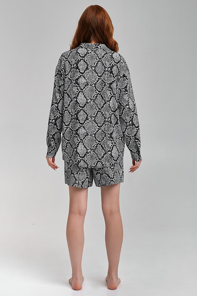 Рубашка с длинным рукавом из струящегося штапеля Pretty Змея_8828