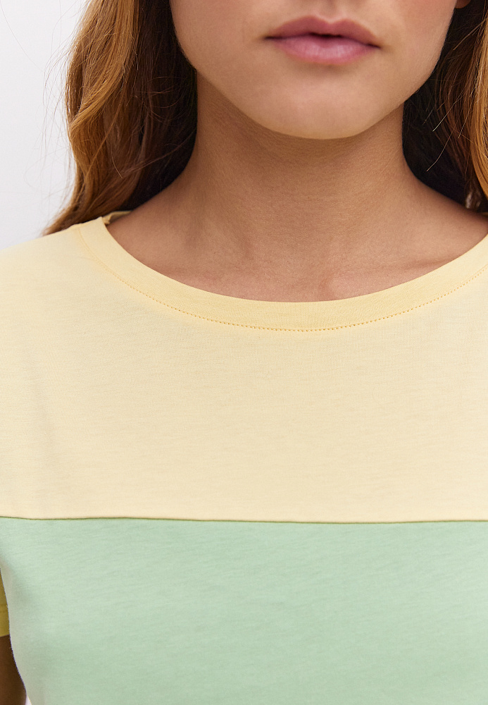 Платье из хлопка Color blocks Лимонный/Зеленая трава/Серый_10819