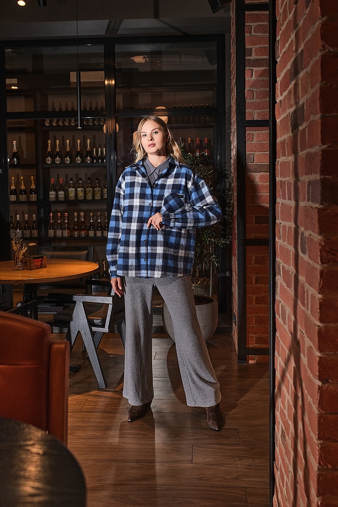 Рубашка в клетку из хлопка City Plus Бел/син/голубая клетка_17663