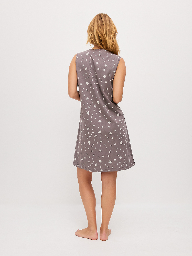 Сорочка из хлопка Cozy time Серый/Звезды_11212