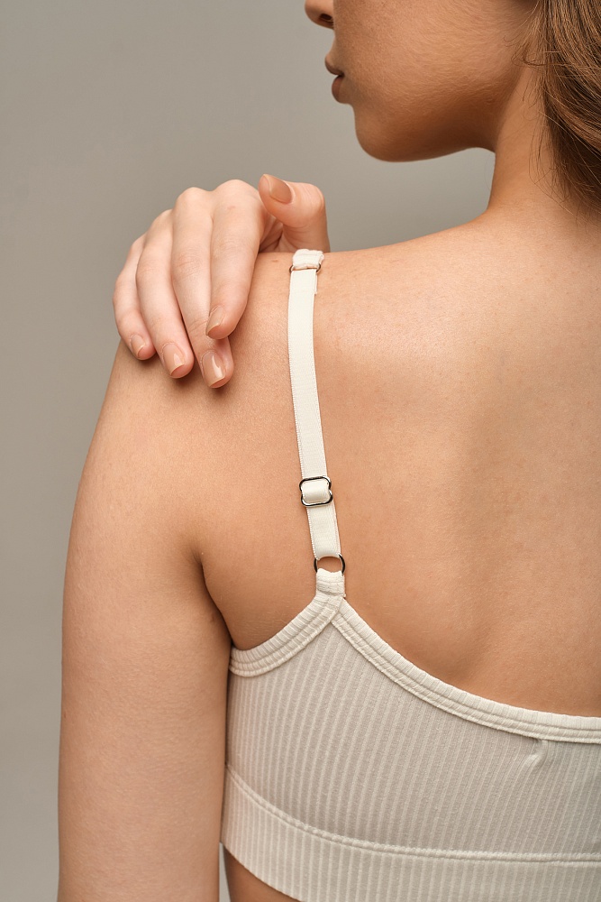 Топ трикотажный в рубчик Flat Молочный_16123