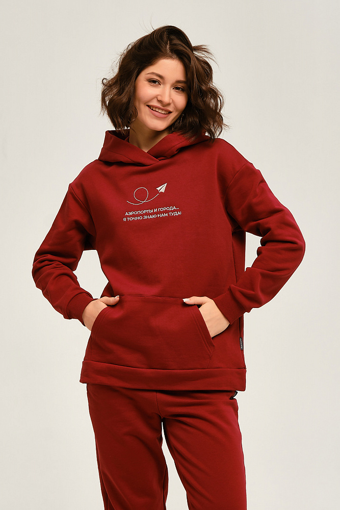 Худи с начесом Lori Бордовый_12792