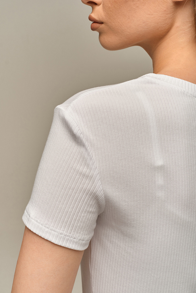 Футболка трикотажная в рубчик Flat Белый_15975
