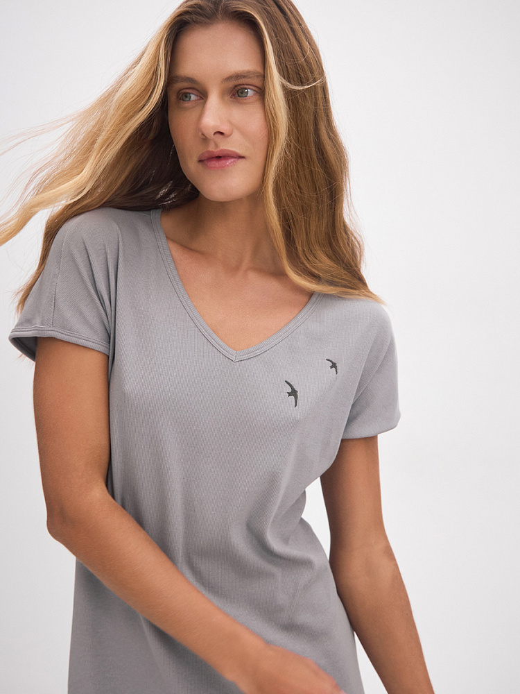 Платье в рубчик Basic Темно-серый_13149