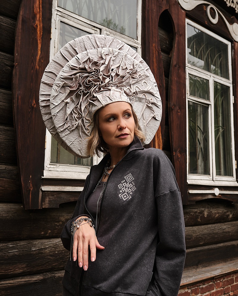 Свитшот на молнии из футера 2х нитка Future Серый туман_17123