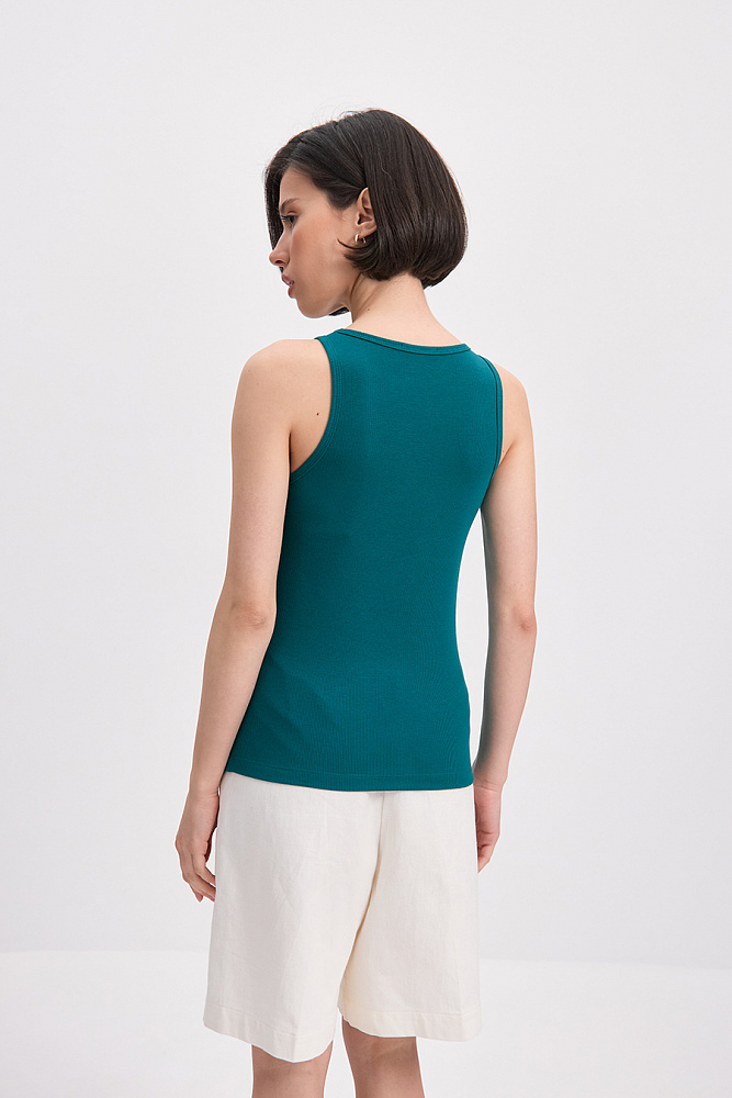 Майка Американка трикотажная в рубчик Basic Зеленый сапфир_15683