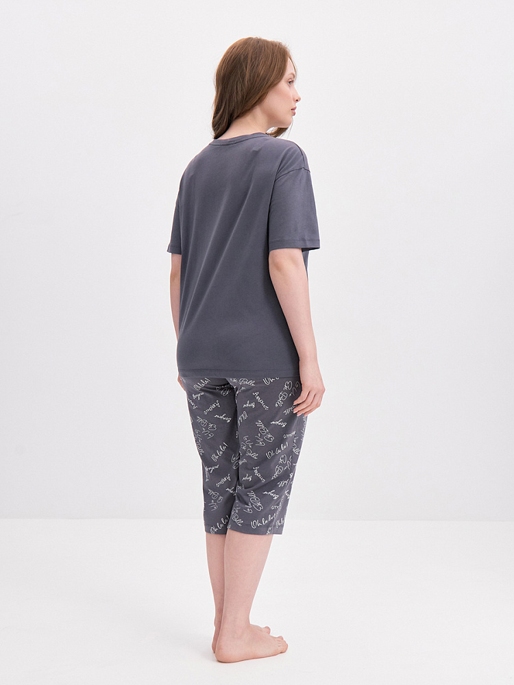 Пижама трикотажная, комплект Slow Dreams Графит/Надписи графит_13941