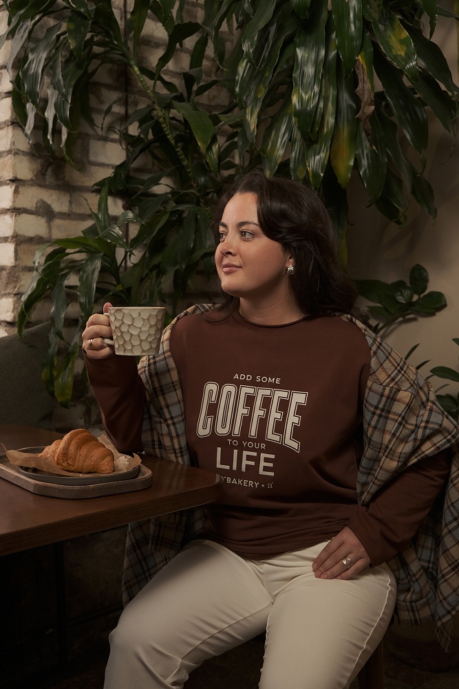 Лонгслив из эластичного хлопка Espresso Коричневый/Life _16465