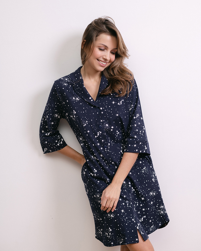 Халат-рубашка из хлопка Slow beauty Созвездия_3783