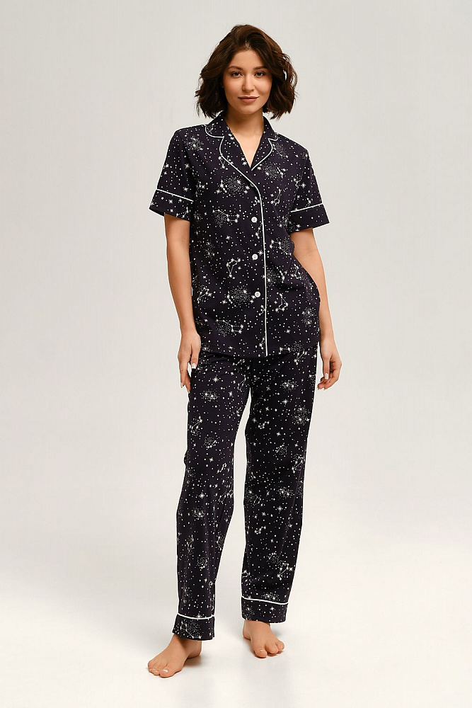 Рубашка с коротким рукавом из хлопка Slow beauty Созвездия_12568