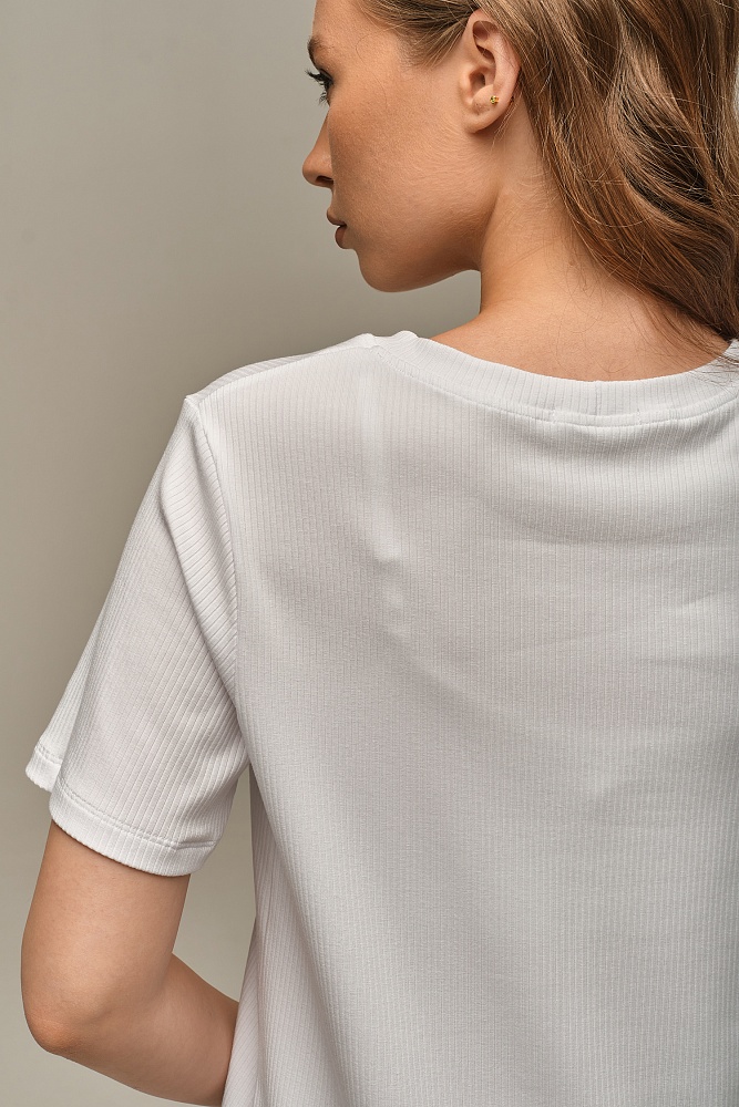 Футболка трикотажная в рубчик Flat Белый_16018