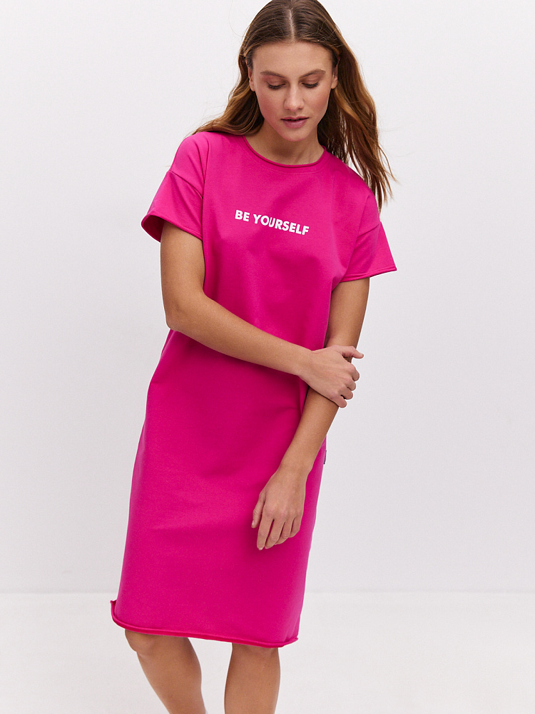 Платье длинное из футера Urban chic Фуксия_10702