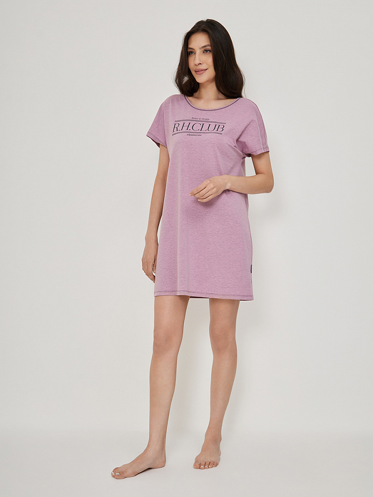 Платье сорочка с принтом и вырезом на спине  Medea Пыльно-лиловый_13485