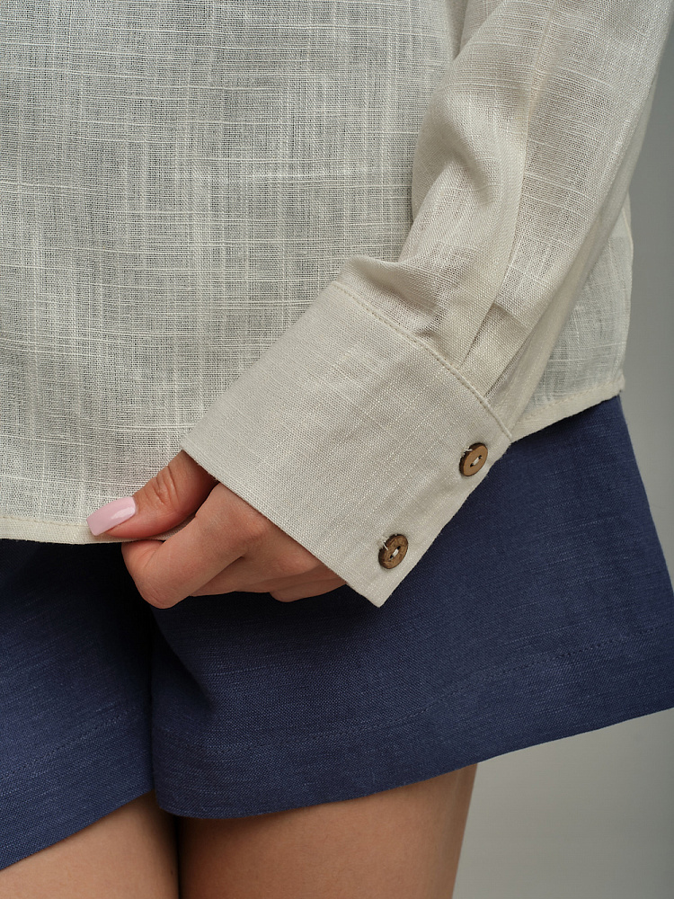 Рубашка оверсайз изо льна с длинным рукавом Sonet Молочный_10280