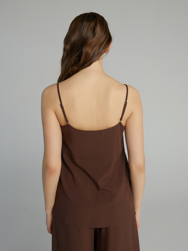 Топ из струящегося штапеля Pretty Каштановый_10075